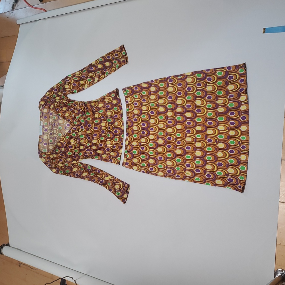 VINTAGE Emilio Pucci 77RN21 Peacock Print Silk Jersey 2pc Set - Top & Skirt - Picture 15 of 16